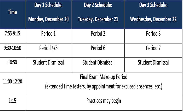 Fall 2021 Final Exam Schedule